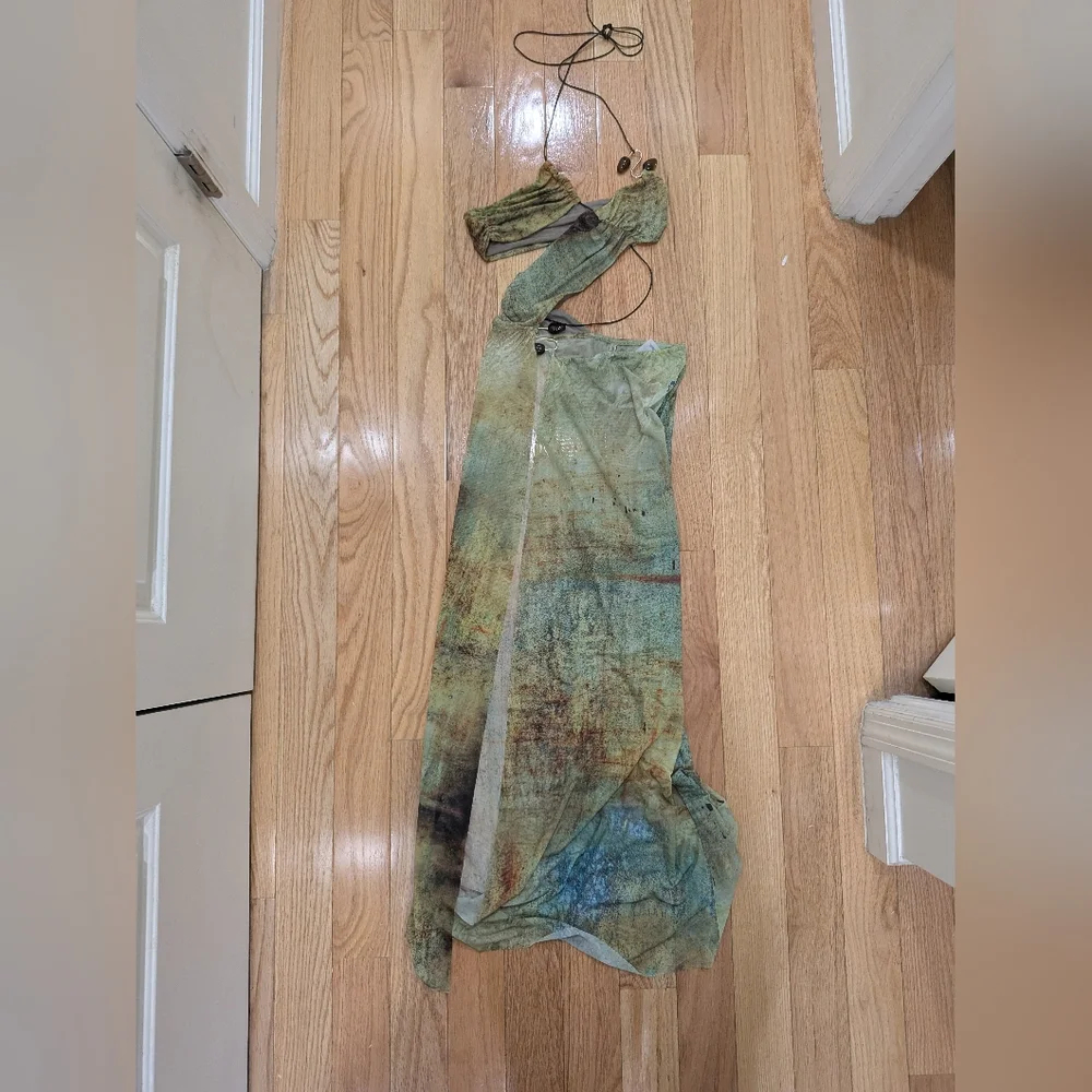 BB2. NWT JADED LONDON CANTHA ASYMMETRIC CUT OUT MAXI DRESS IN LAGOON - Picture 6 of 10